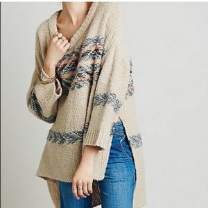 Free People Sweater Alpaca Oversized Fair Isle Pullover size XS / S